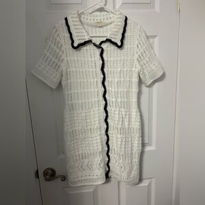 🛍️ 2 FOR 30
Rebellion Textured White Mini Dress with Black Trim